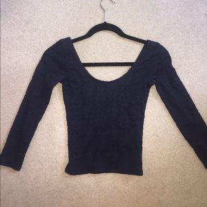 Hollister Navy Lace Quarter Sleeve Crop Top
